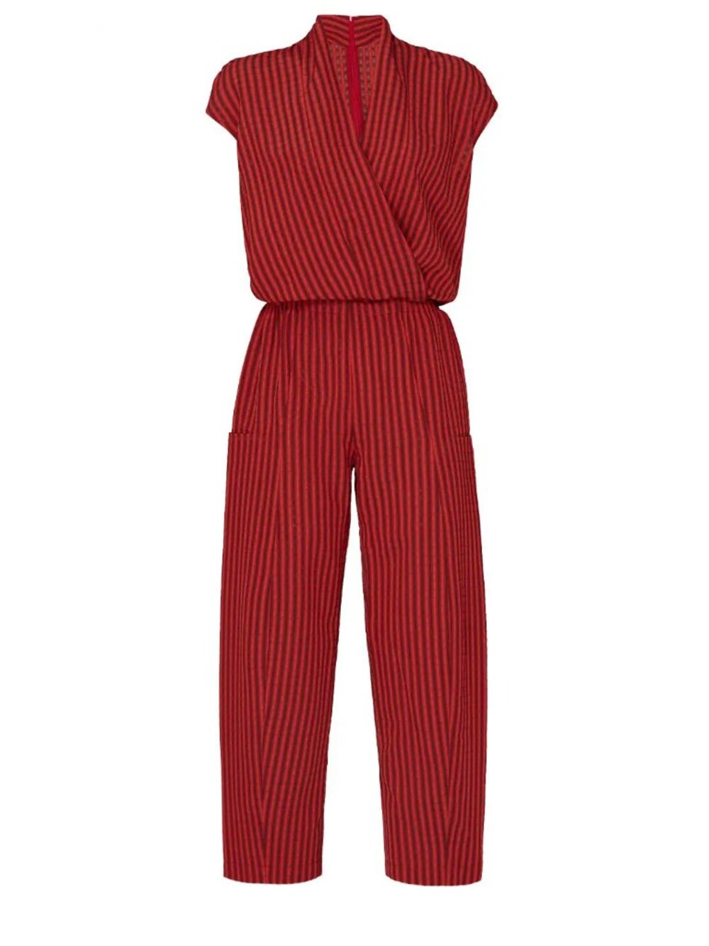 Zero + Maria Cornejo Red Striped Sleeveless Jumpsuit Women 16 Luxury Classic